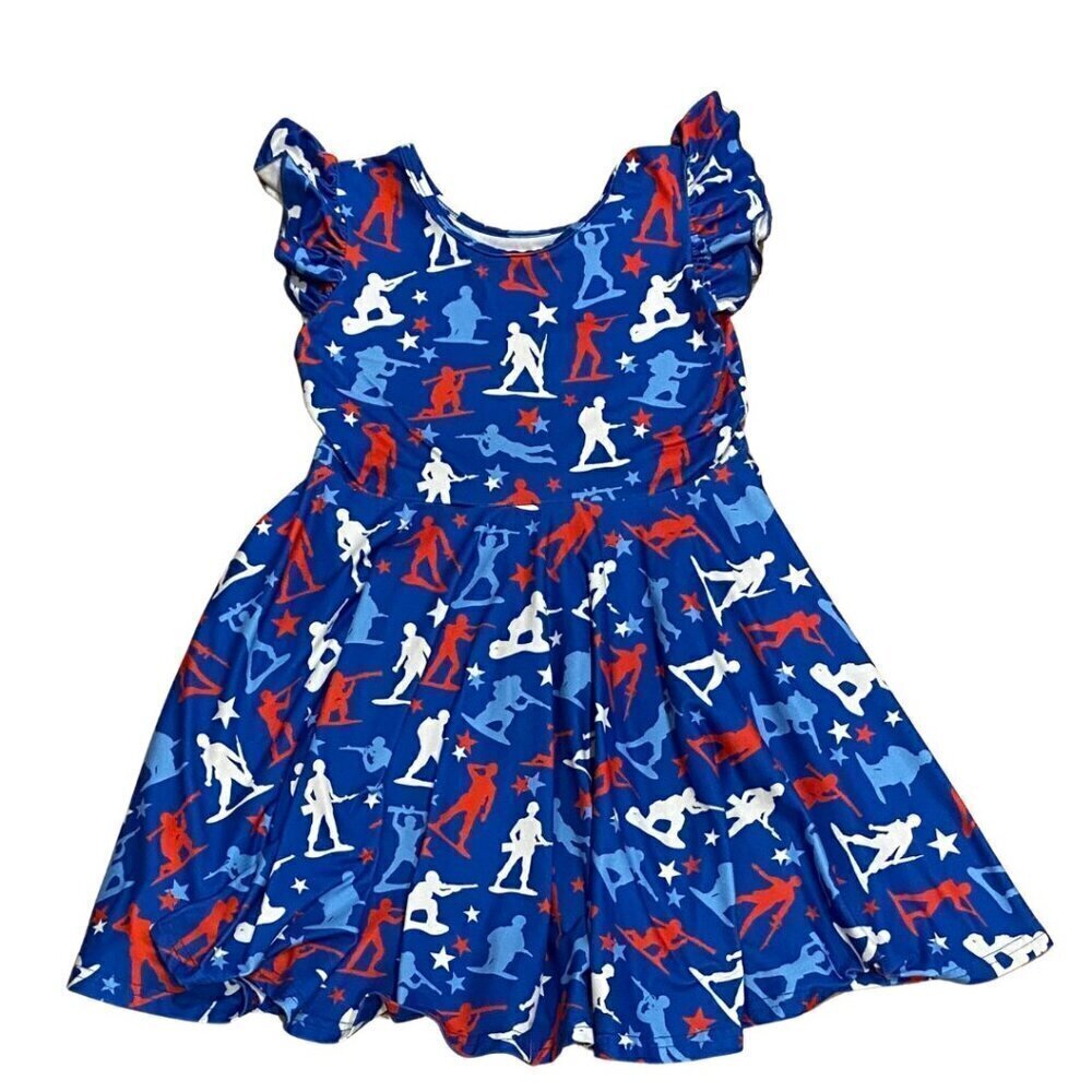 Little Dress Shoppe 4TH OF JULY Army Guys Twirly Dress - Size 6 - Like New!